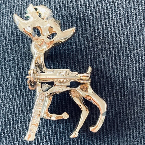 Vintage Gold Tone Gerrys Reindeer Christmas  Pin Cute! - Picture 4 of 8